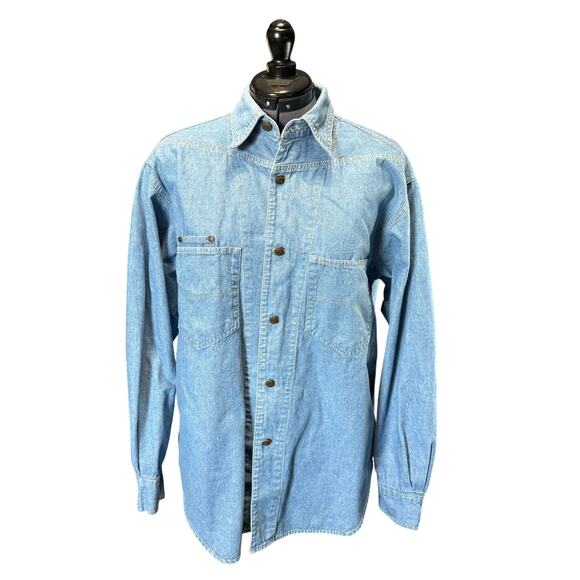 Versace Jeans Couture Light wash Denim Button down western Shirt Men's Size L - Picture 1 of 11